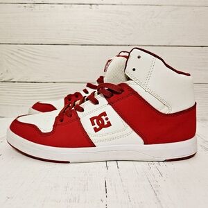 DC Men's Red and White High-Top Sneakers